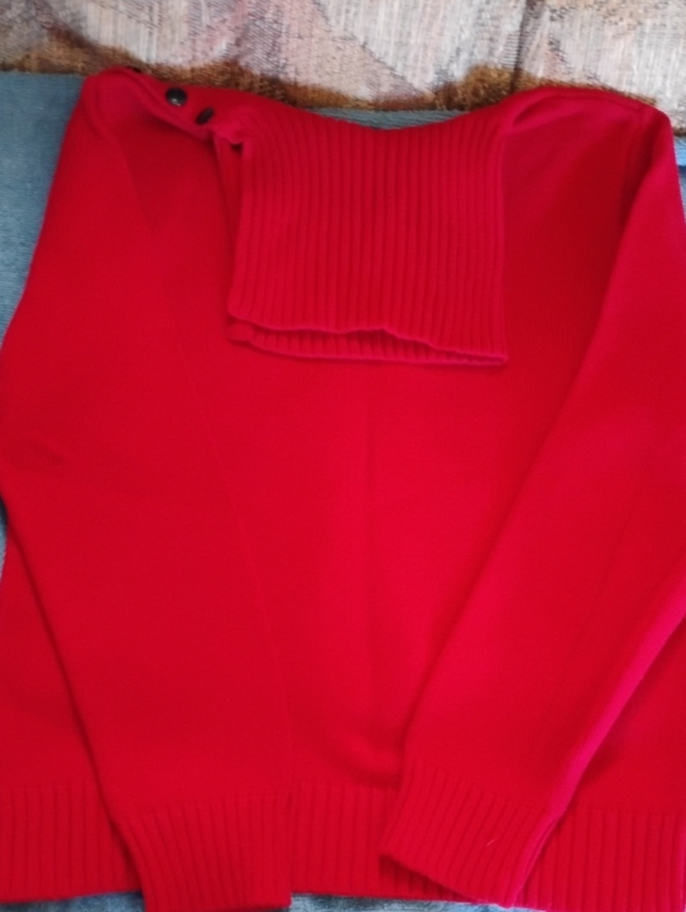 Chaps Red turtleneck Ribbed Fold-Over Sweater